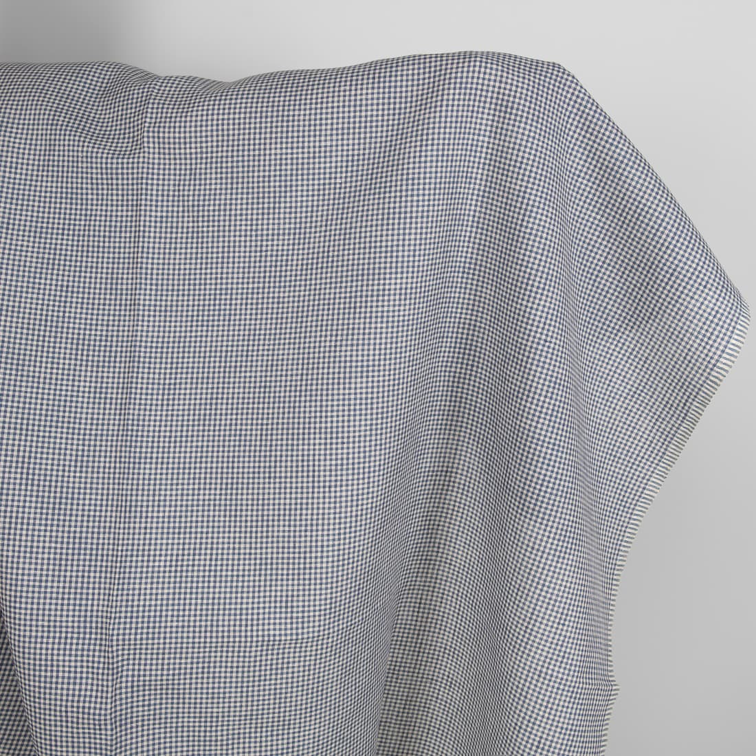Linen fabric blue and brown checks