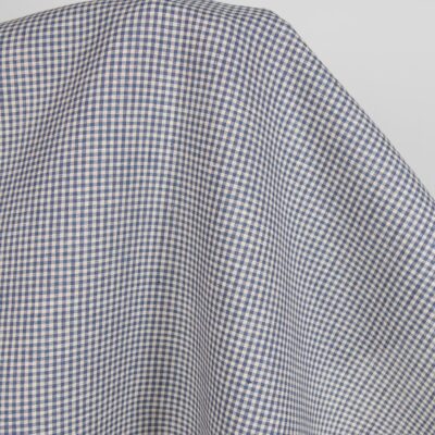 Linen fabric blue and brown checks product photo