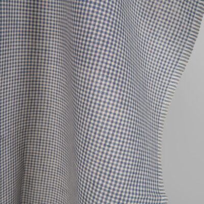 Linen fabric blue and brown checks edge