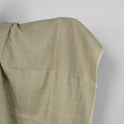 Linen fabric green-beige checks
