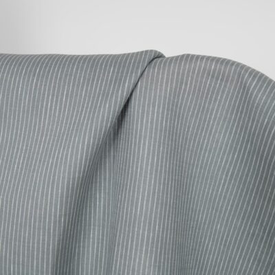 Linen fabric grey white stripes, medium weight