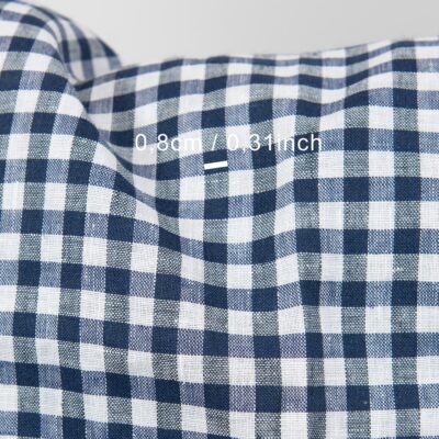 Linen fabric in white blue checks, 0.8cm.
