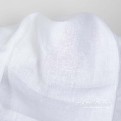Wide snow white linen fabric