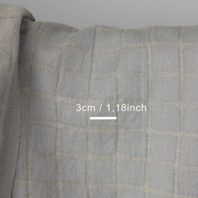 Bluish grey checked linen cotton fabric washed 6 The fabric has been specially washed to make it soft, fluffy and shrink resistant