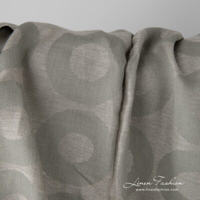 Grey linen cotton fabric in a circle pattern 7 Grey jacquard linen cotton fabric in a large circle pattern