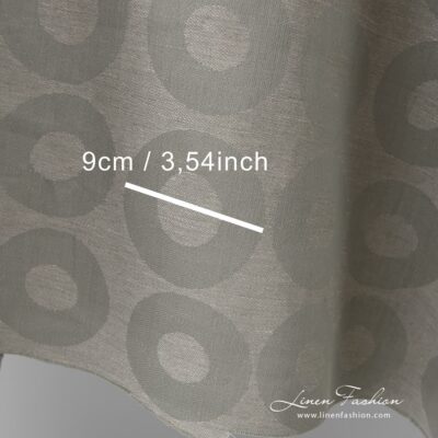 Grey linen cotton fabric in a circle pattern 8 Composition:Â 52% linen / 48% cotton