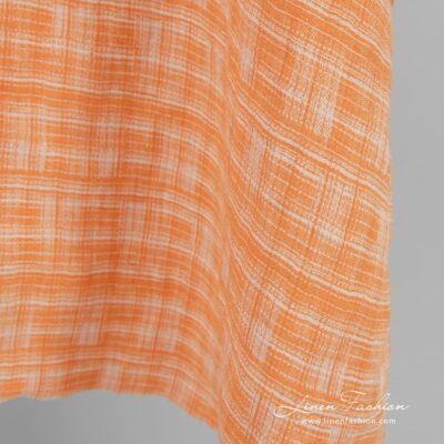 Orange jacquard linen fabric, perfect for clothes and home textile