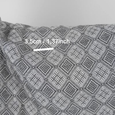 Grey linen cotton fabric in rhombus pattern, perfect for clothes and home textile