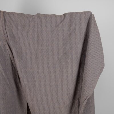 Washed linen cotton fabric blueish grey and brown pattern