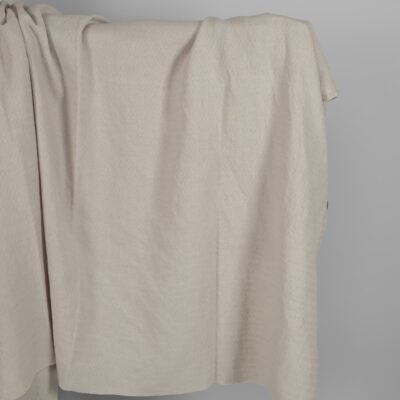 Washed linen cotton sand colour herringbone pattern
