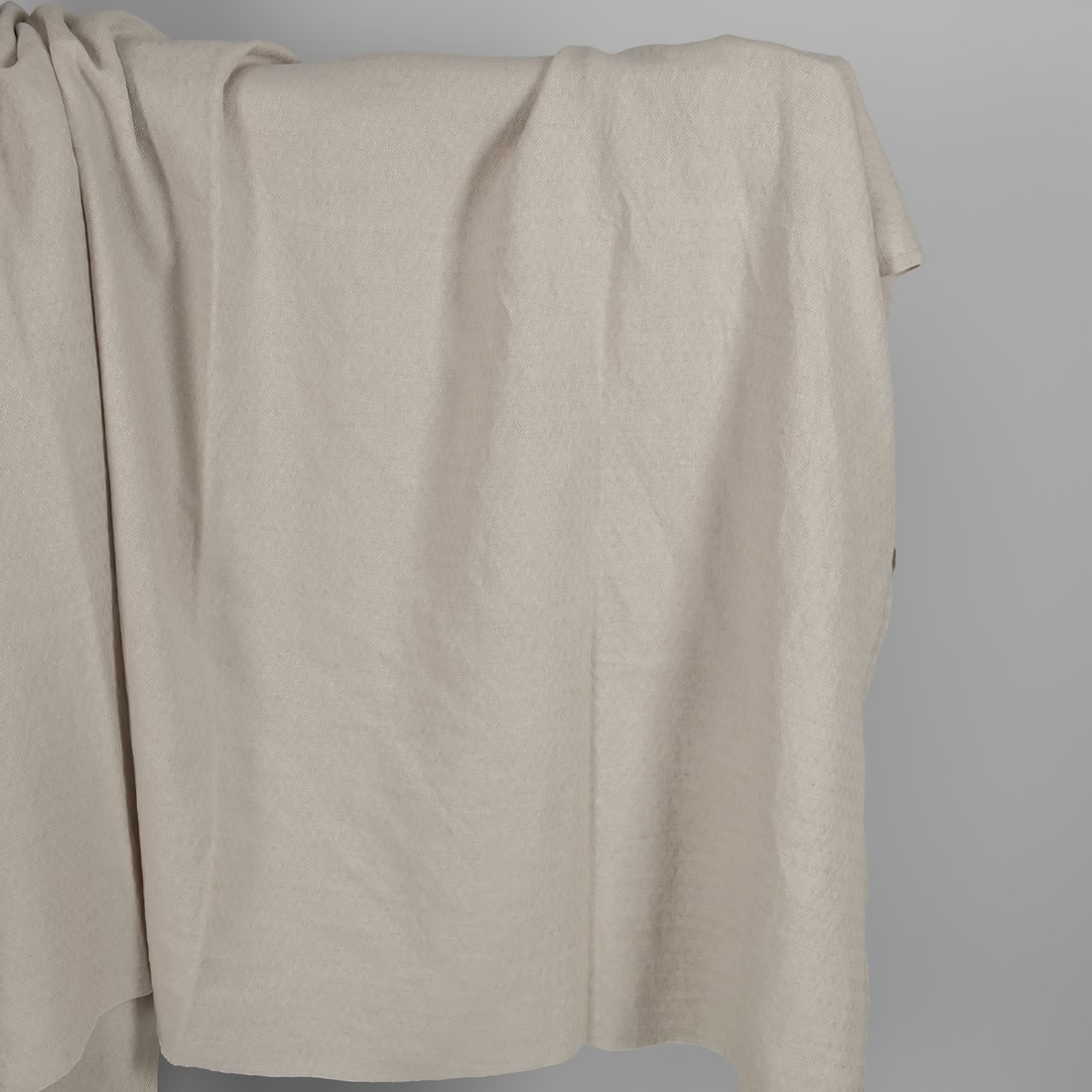 Washed linen cotton sand colour herringbone pattern