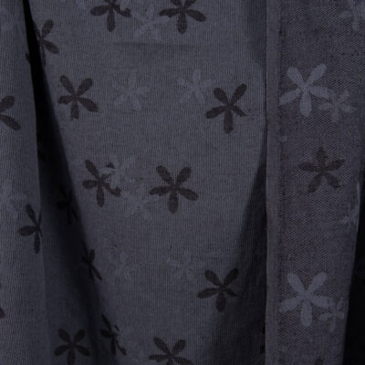 Washed linen cotton fabric with blueish grey flowers 150cm