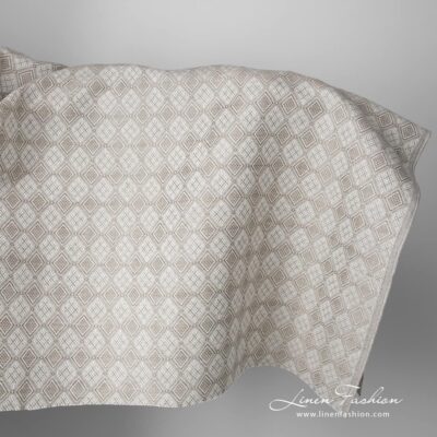 Linen cotton fabric sand colour rhombus pattern