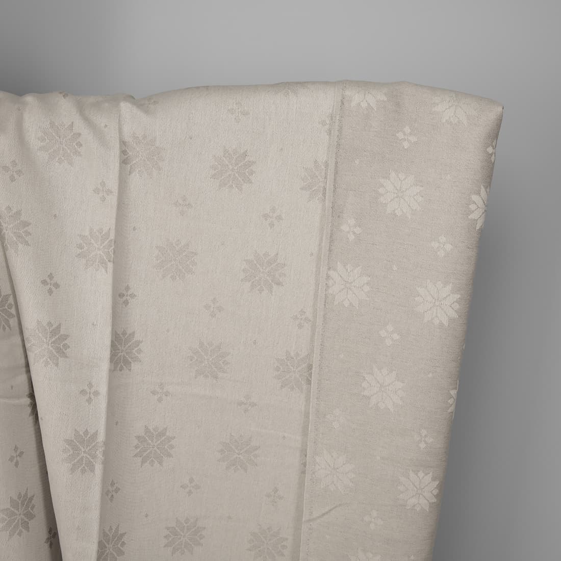 Linen cotton fabric white and natural jacquard