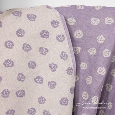 Violet linen cotton fabric, double - sided