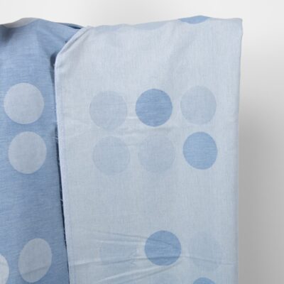 Linen cotton jacquard blue fabric, both sides.