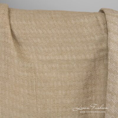 Washed green-beige diamonds linen fabric 7 Light brown double-sided linen fabric
