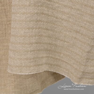 Washed green-beige diamonds linen fabric 8 Light brown double-sided linen fabric, washed