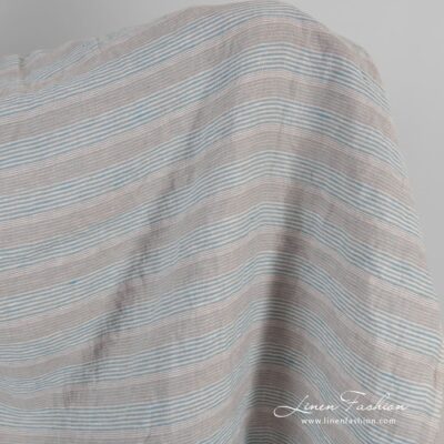 Light grey-blue linen fabric in stripes washed 6 Grey blue linen fabric in stripes, washed