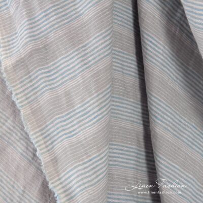Light grey-blue linen fabric in stripes washed 7 Grey blue linen fabric in stripes, specially washed to increase softness