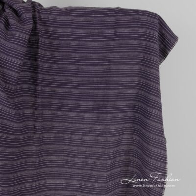 Dark blue linen fabric in stripes