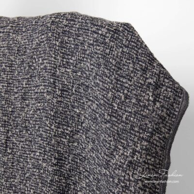 Washed black-natural variegated linen fabric 6 Linen cotton washed fabric, black and natural yarn mix