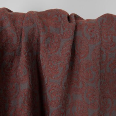 Washed linen cotton fabric grey brown jacquard, specially washed