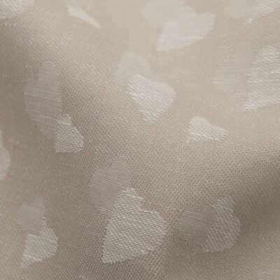 Light brown half-linen fabric with small hearts