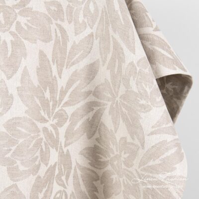 Linen cotton light grey fabric with flowers 5 Light grey linen cotton fabric in flower pattern
