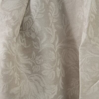 Linen cotton jacquard fabric beige with flowers 8 Linen cotton jacquard fabric beige with flowers close up pattern