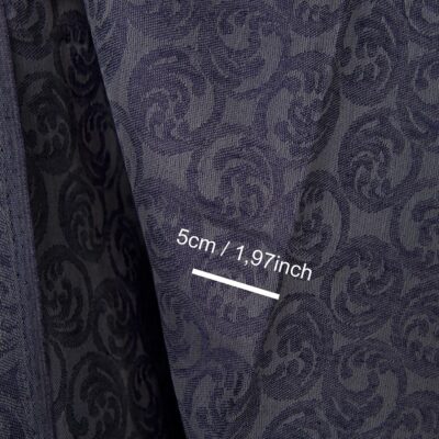 Linen cotton fabric grey and cobalt blue jacquard, with measurements