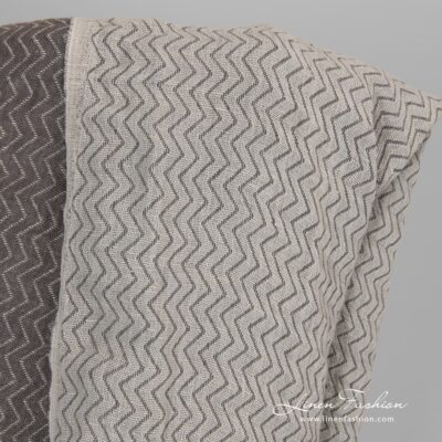 Grey zig zag linen fabric washed 6 Zig zag grey linen fabric.