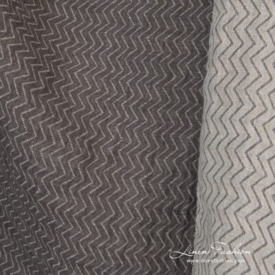 Grey zig zag linen fabric washed 7 Grey dyed linen fabric.