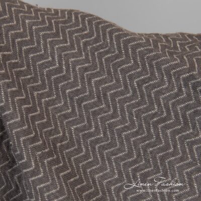 Grey zig zag linen fabric washed 8 100% linen fabric in grey, washed.