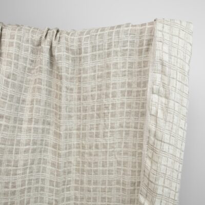 Linen jacquard washed fabric beige squares 5 linen washed jacquard squares