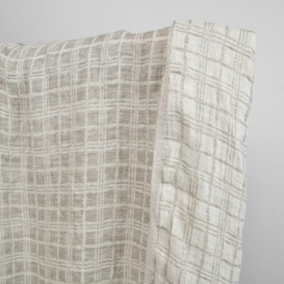 Linen jacquard washed fabric beige squares 6 linen washed jacquard squares, other size