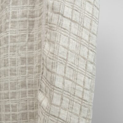 Linen jacquard washed fabric beige squares 8 linen washed jacquard squares, soft touch