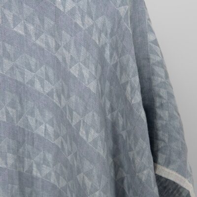 Washed linen fabric grey violet jacquard triangle pattern 6 Washed linen fabric grey violet jacquard triangle pattern, 100% linen