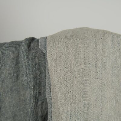 Washed linen fabric greyish blue colour double-sided 8 Washed linen fabric greyish blue colour double-sided detail photo