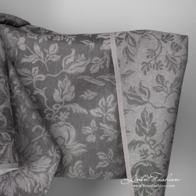 Linen jacquard grey fabric floral pattern design