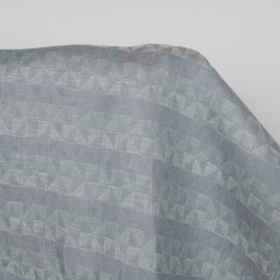 Linen fabric grey violet jacquard triangle pattern, 100% linen