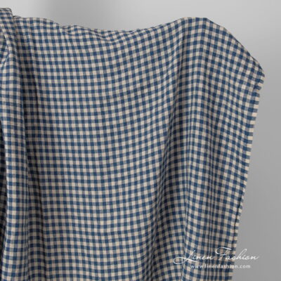 linen blue sand checks, washed.