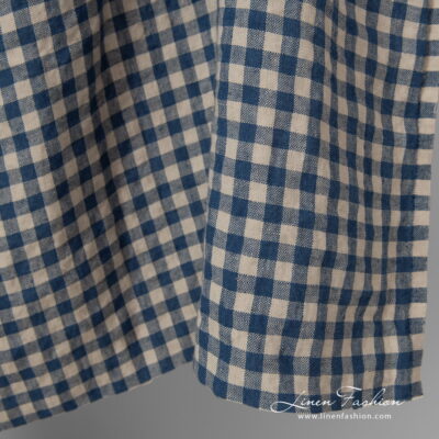 linen blue sand checks heavy weight.