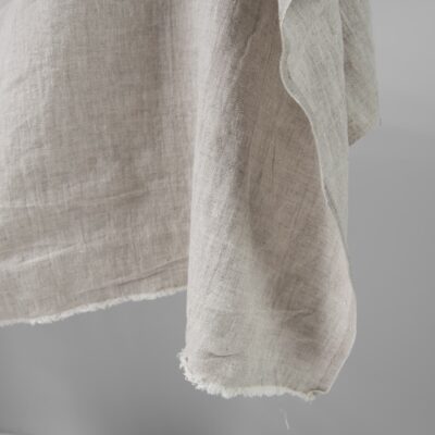 Washed heavy linen fabric beige colour 7 Washed heavy linen fabric beige colour edge view