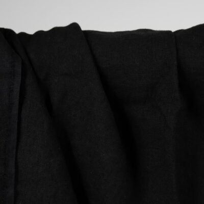 Washed heavy linen fabric black colour product detail