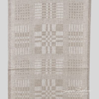 Beige checked twill linen fabric 4 Grey linen fabric in checks