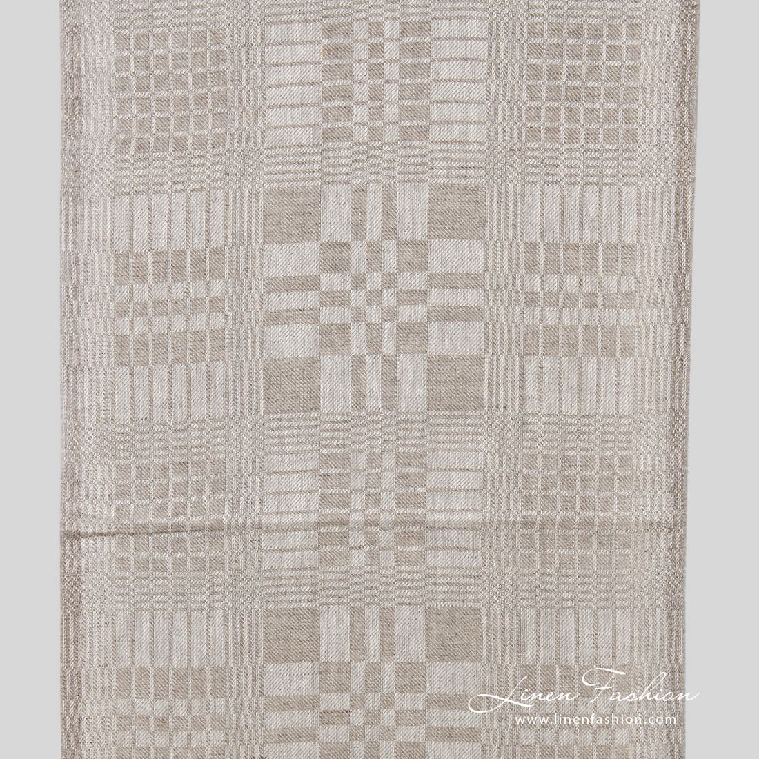 Grey linen fabric in checks