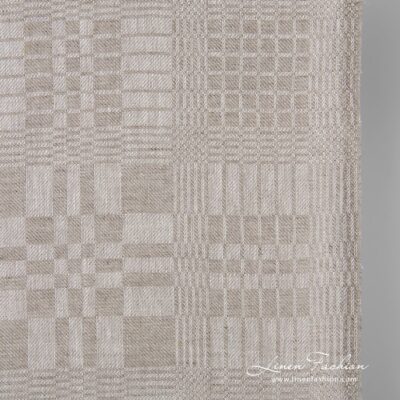 Beige checked twill linen fabric 5 Grey linen fabric, perfect for towels, kitchen textile