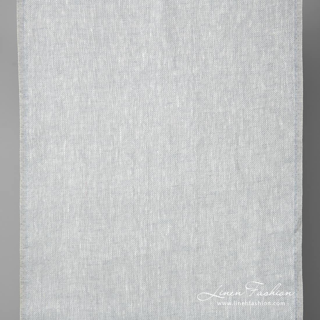 Narrow linen fabric in white-grey melange