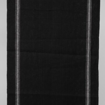 Narrow linen fabric black colour with white stripes